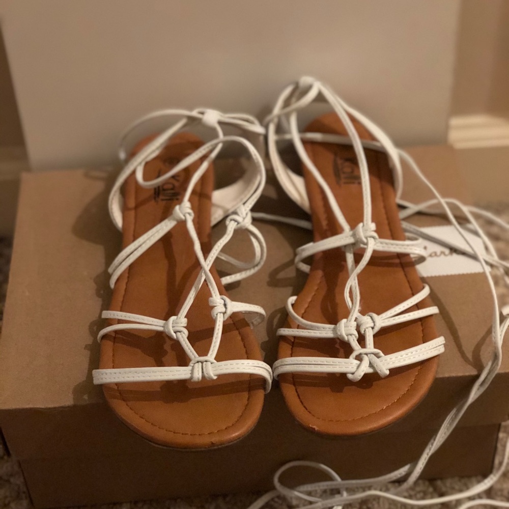 White lace up/gladiator sandals